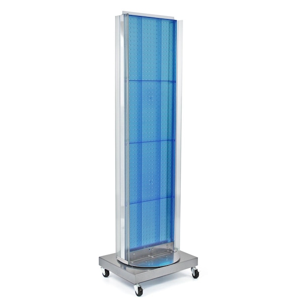 Azar Displays Two-Sided Pegboard Floor Display w/ Two C-Channel Sides on a Revolving Wheeled Base. 700258-BLU - main